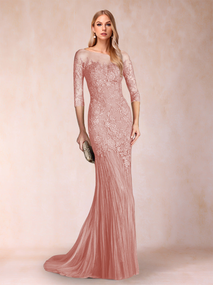 Lara Mae Dusty Rose back view mother of the bride dress