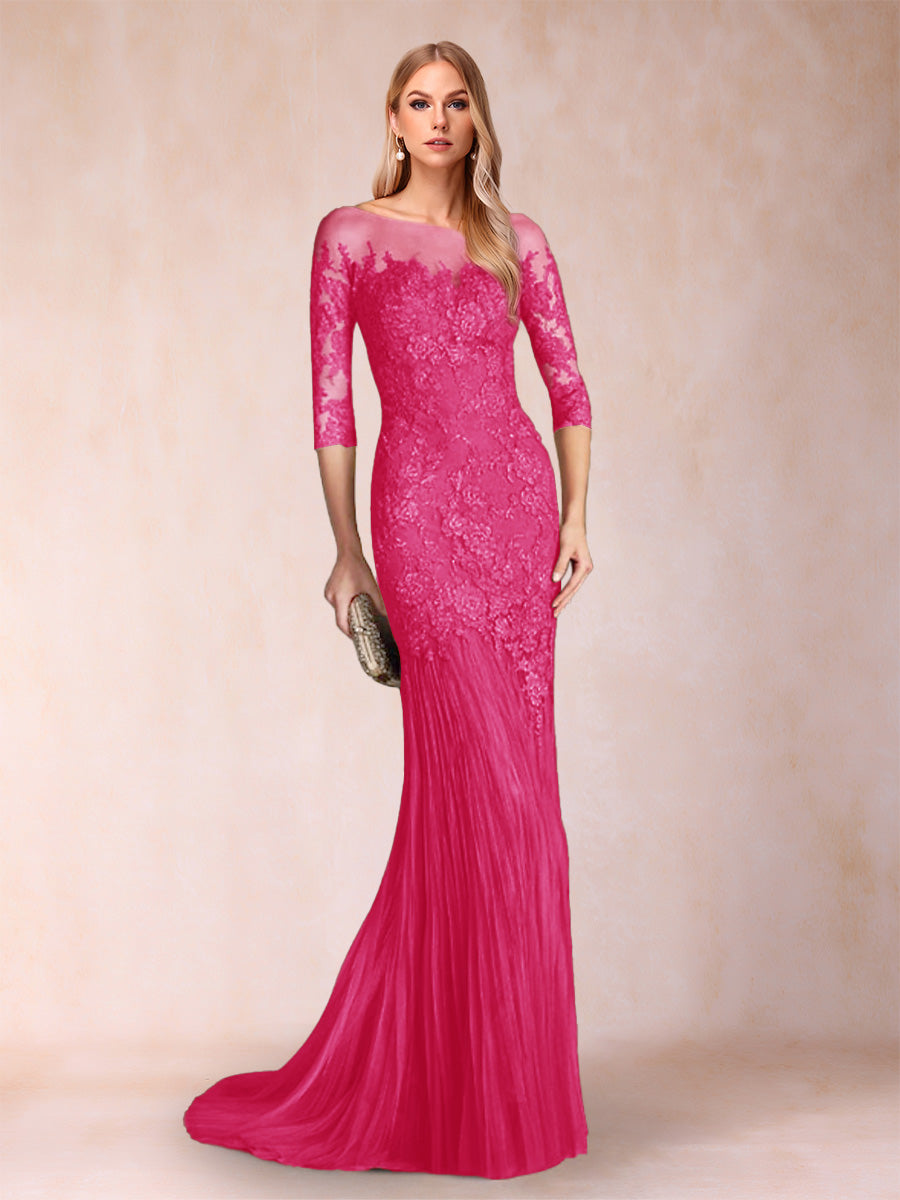 Lara Mae Fuchsia front view mother of the bride dress