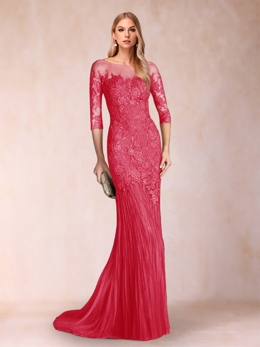 Lara Mae Fuchsia back view mother of the bride dress