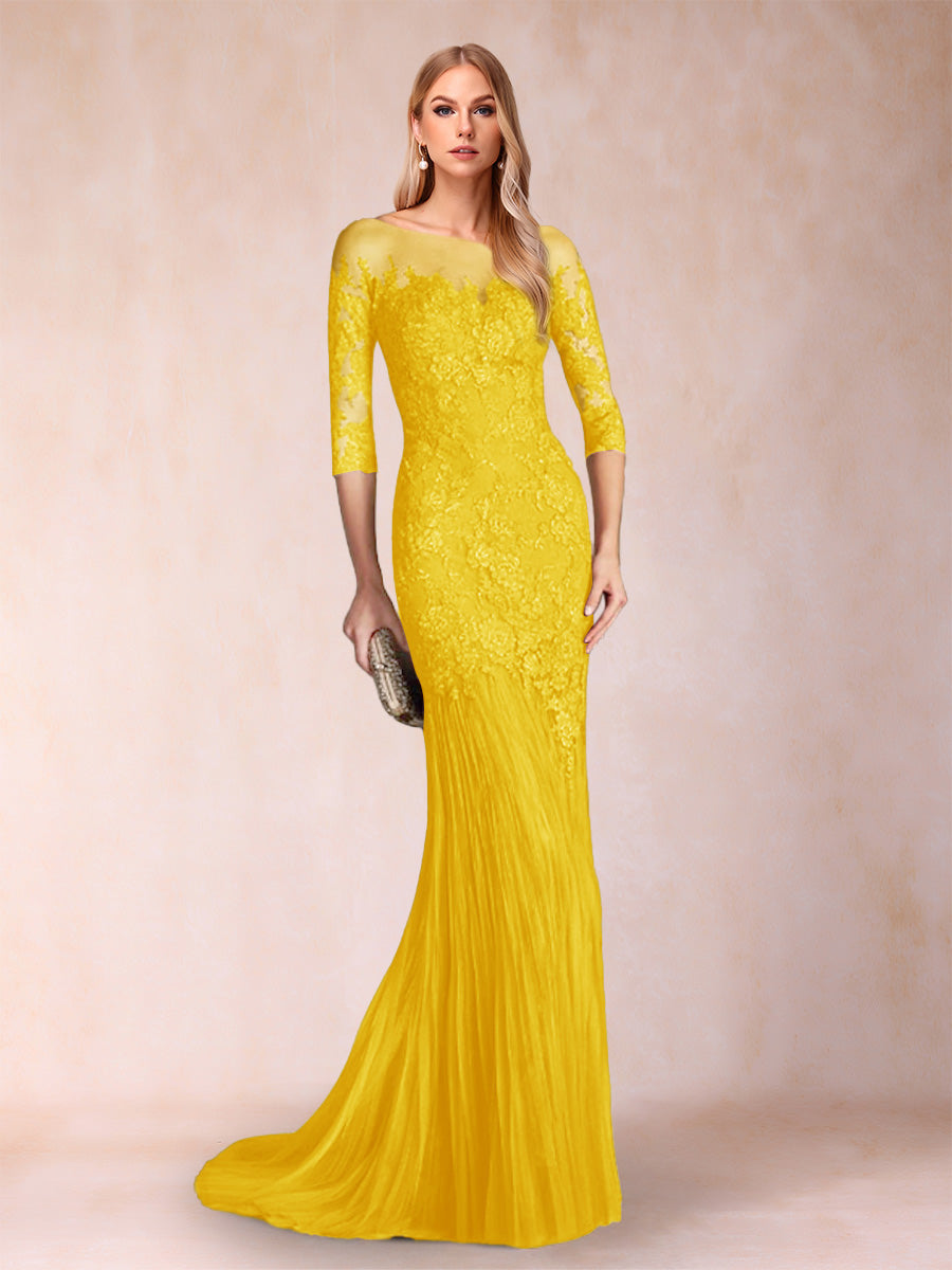Lara Mae Gold front view mother of the bride dress