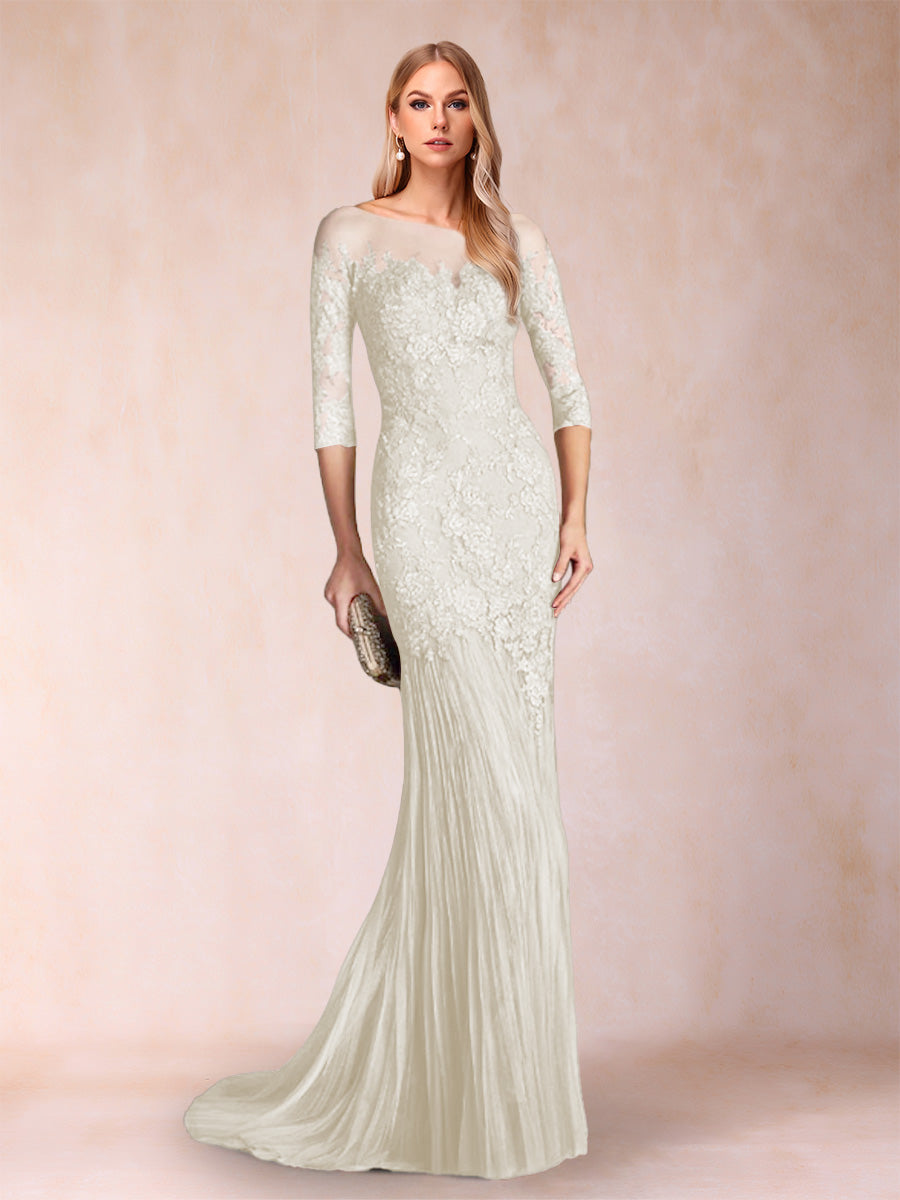 Lara Mae Ivory front view mother of the bride dress
