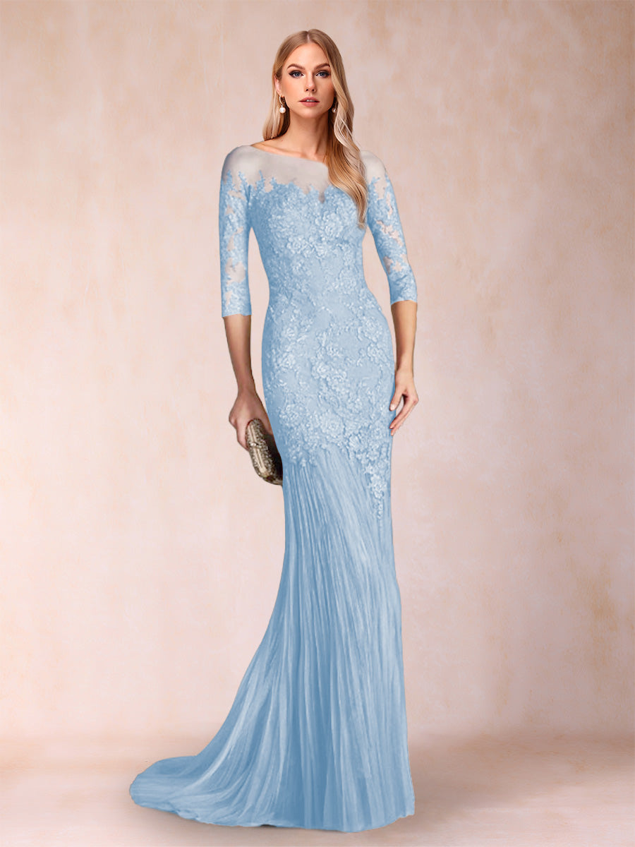 Lara Mae Sky Blue front view mother of the bride dress