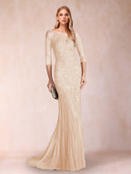Lara Mae Champagne back view mother of the bride dress