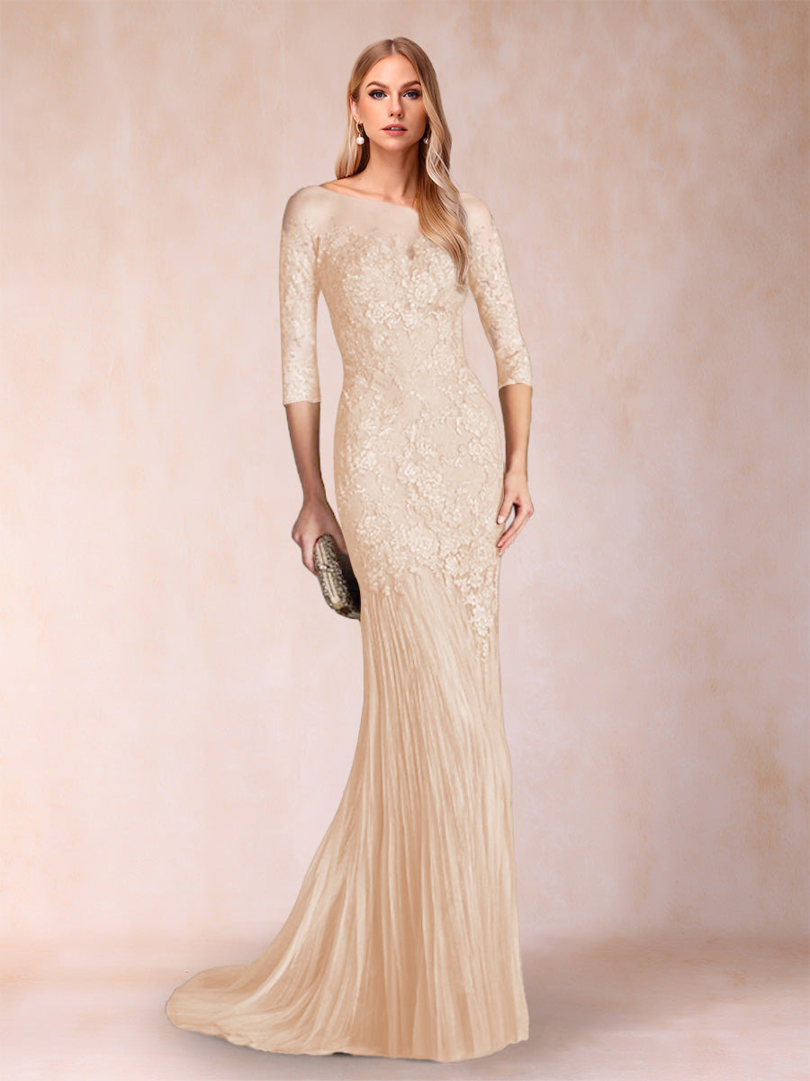 Lara Mae Champagne back view mother of the bride dress