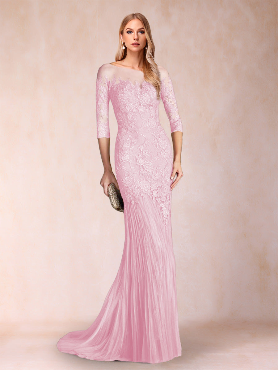 Lara Mae Pearl Pink front view mother of the bride dress