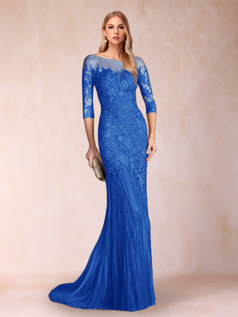 Lara Mae Royal Blue back view mother of the bride dress