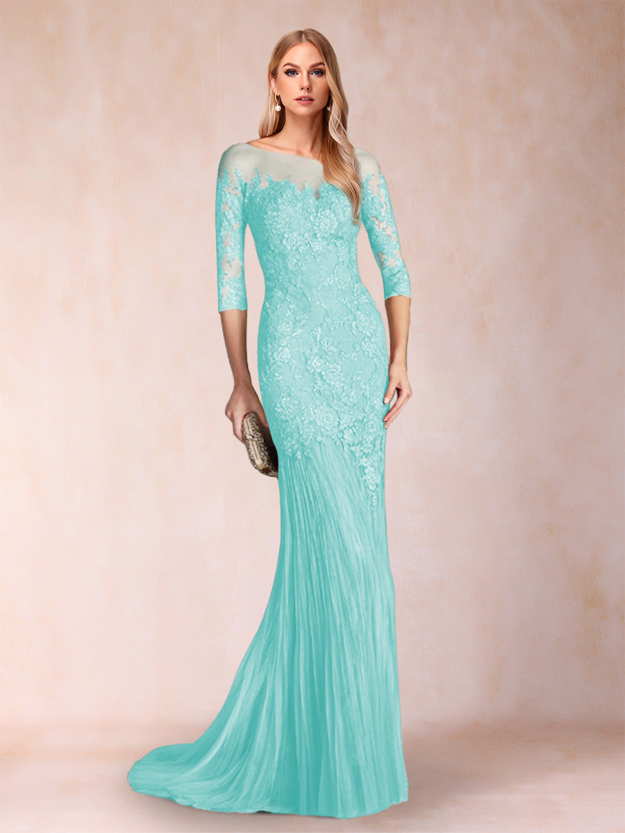 Lara Mae Sky Blue back view mother of the bride dress