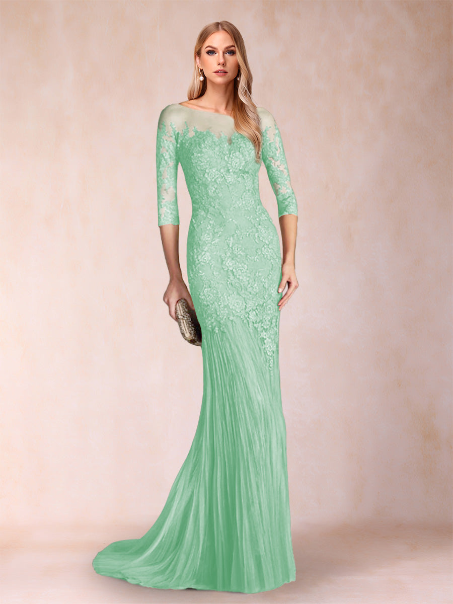 Lara Mae Mint Green front view mother of the bride dress