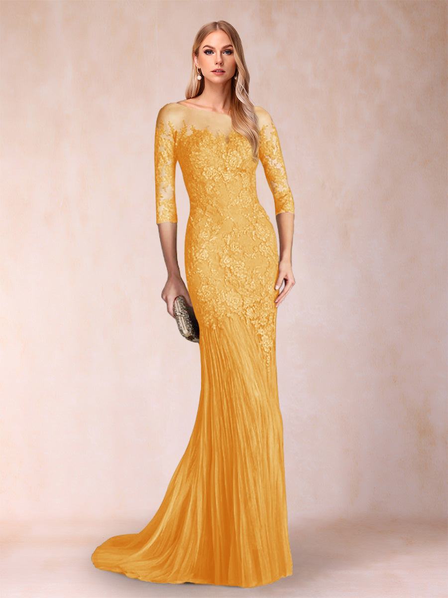 Lara Mae Gold back view mother of the bride dress