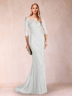 Lara Mae Ivory back view mother of the bride dress
