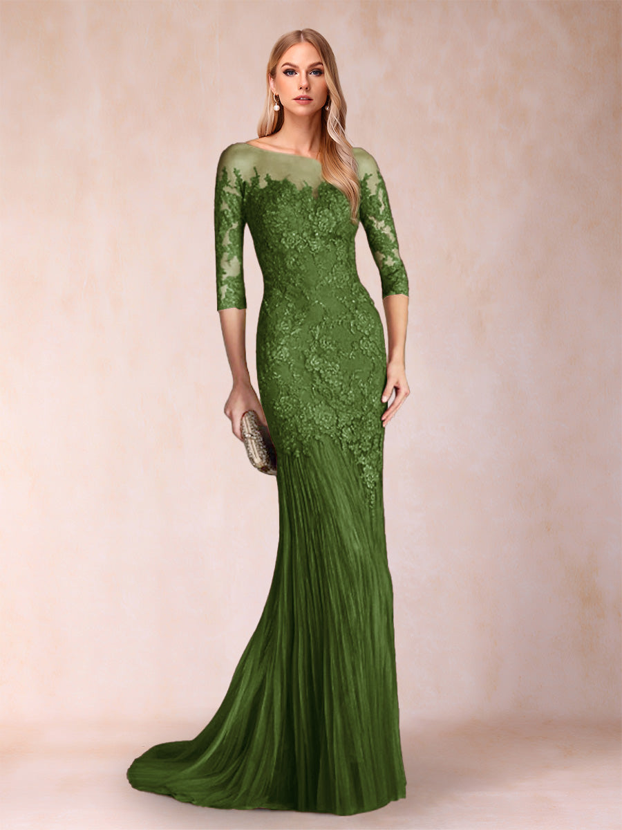 Lara Mae Olive Green front view mother of the bride dress