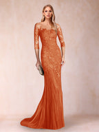 Lara Mae Orange front view mother of the bride dress
