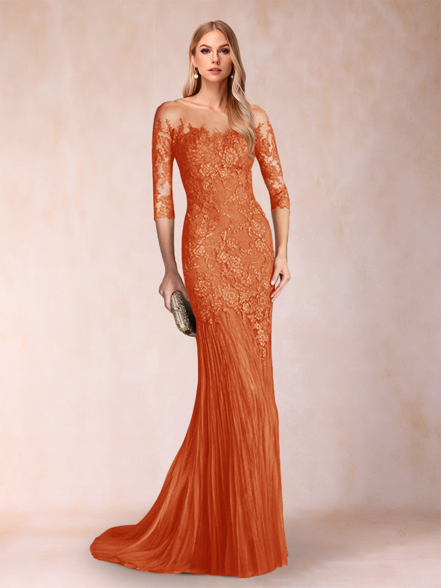 Lara Mae Orange front view mother of the bride dress