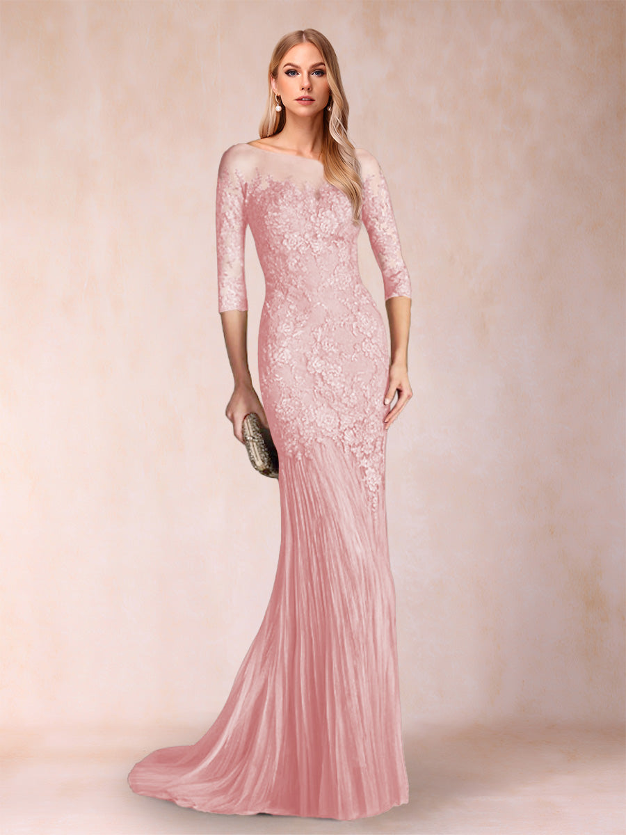 Lara Mae Pearl Pink back view mother of the bride dress