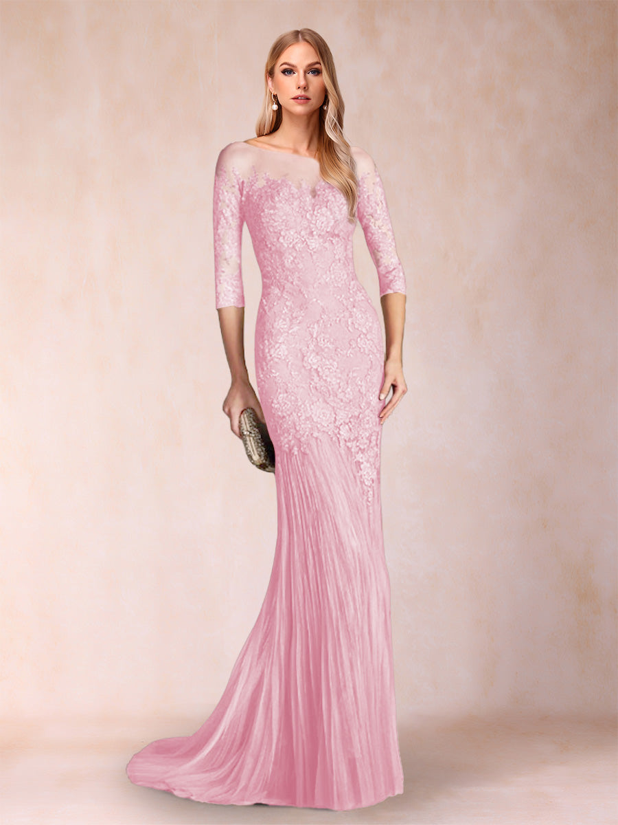 Lara Mae Rose Pink front view mother of the bride dress