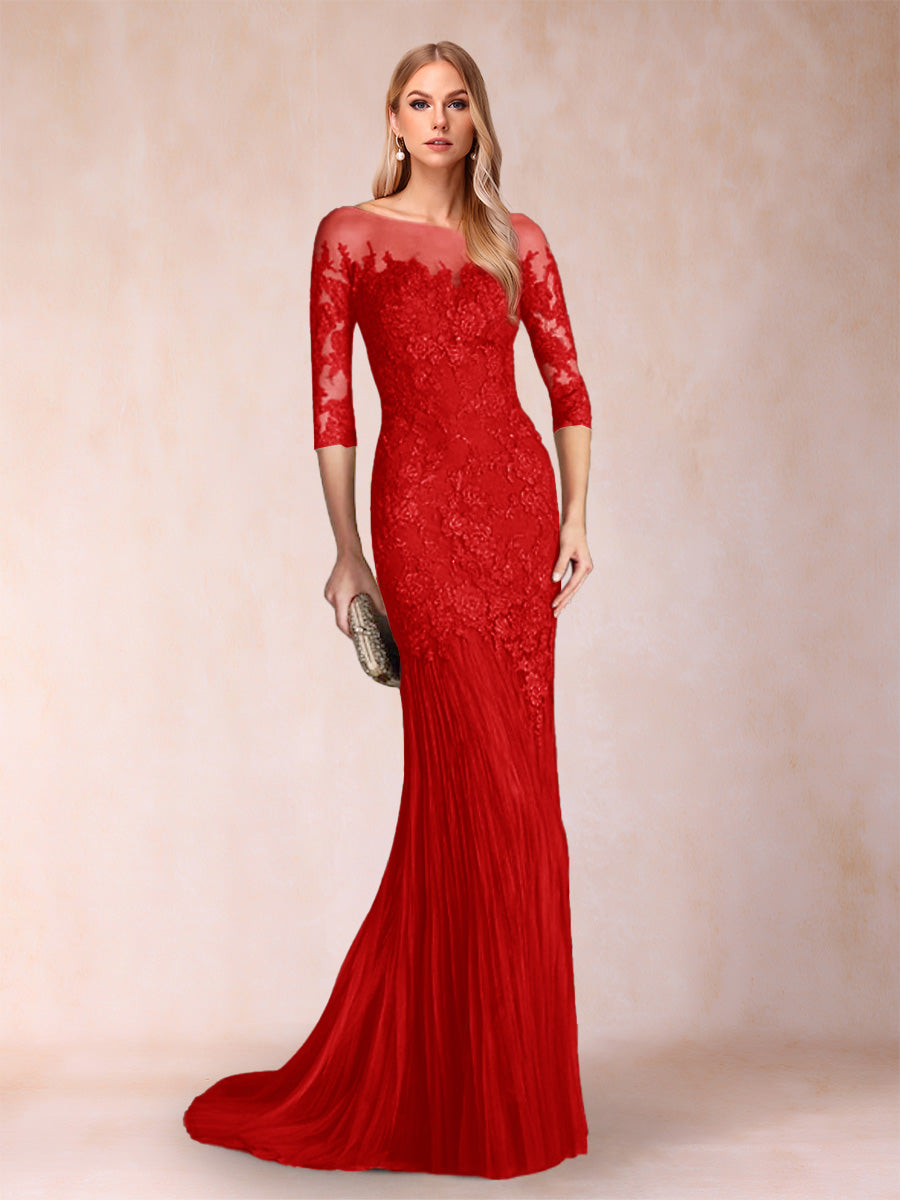 Lara Mae Red front view mother of the bride dress