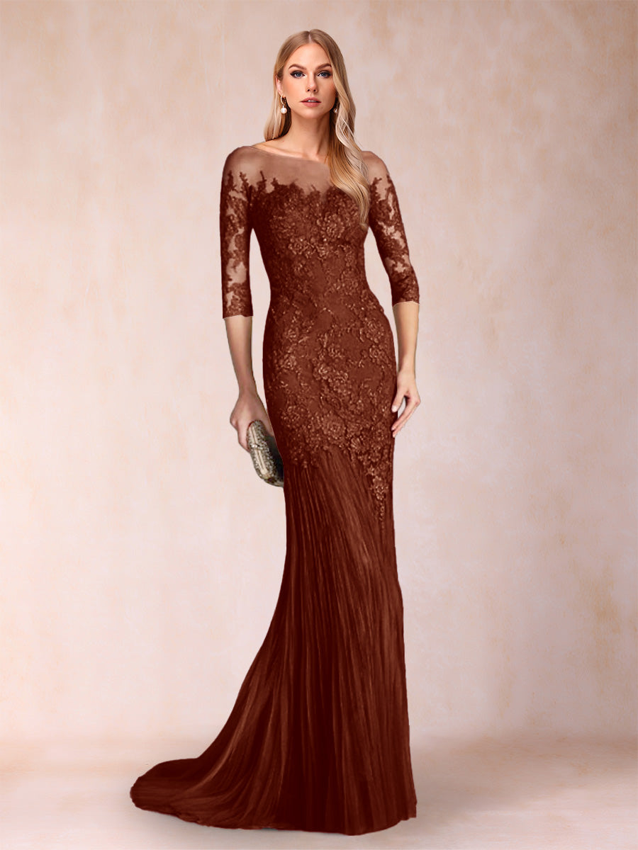 Lara Mae Rust front view mother of the bride dress