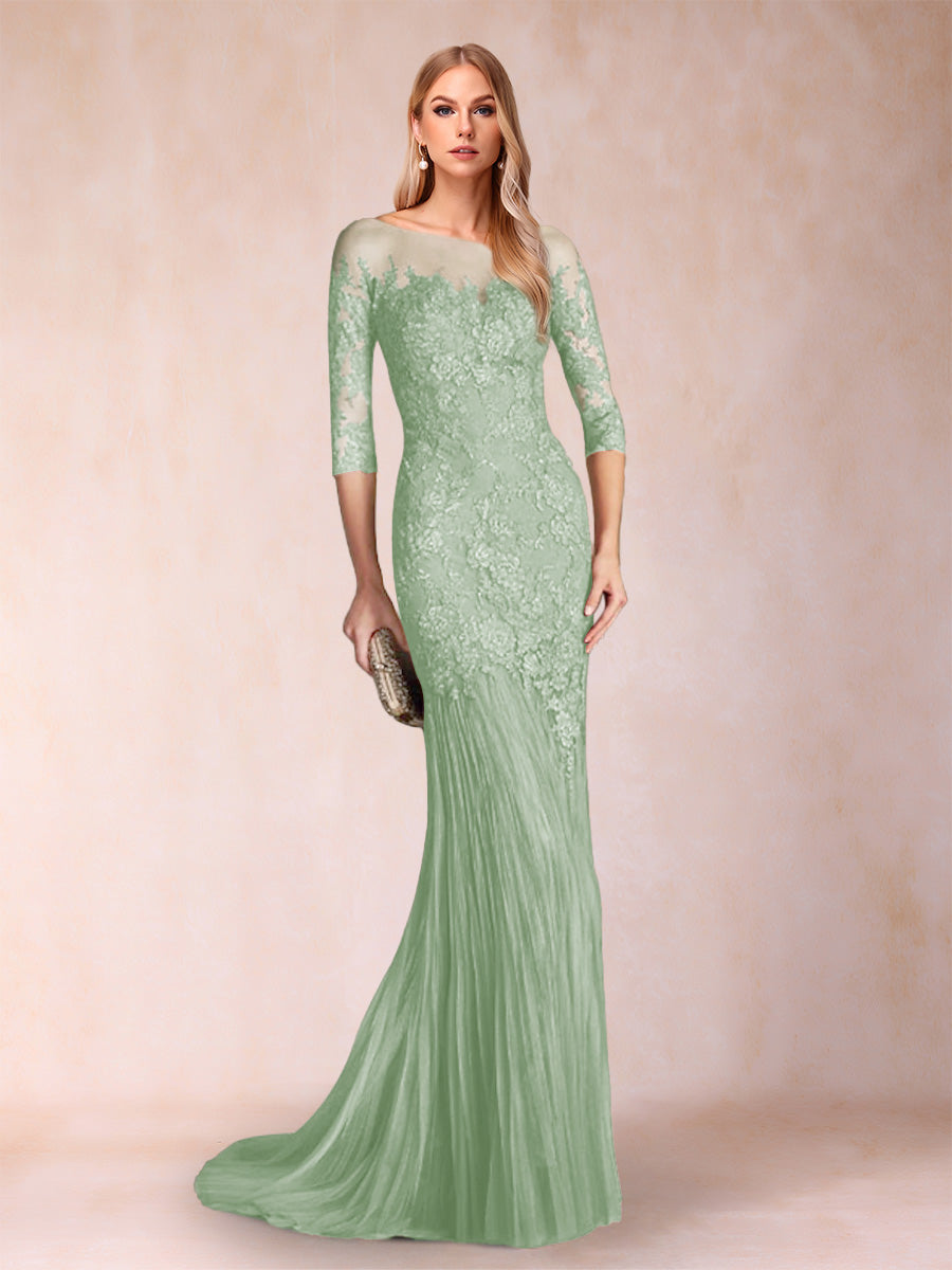 Lara Mae Sage Green back view mother of the bride dress