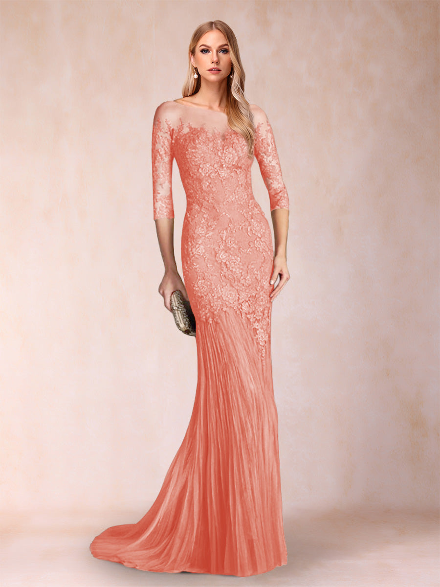 Lara Mae Coral back view mother of the bride dress