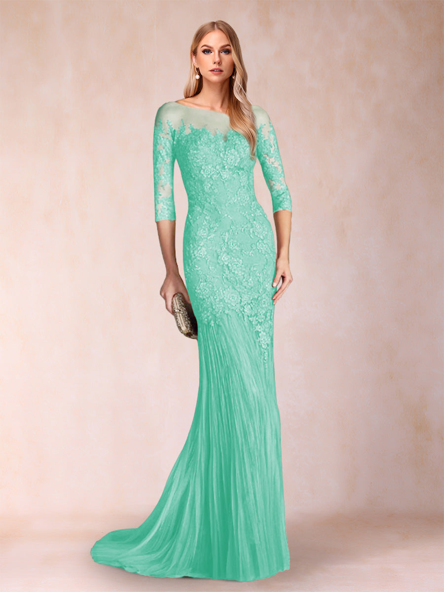 Lara Mae Pool Blue back view mother of the bride dress