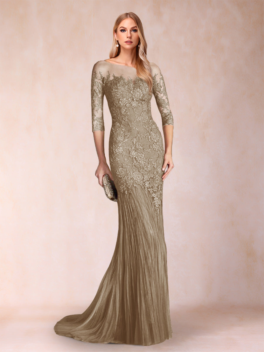 Lara Mae Taupe front view mother of the bride dress