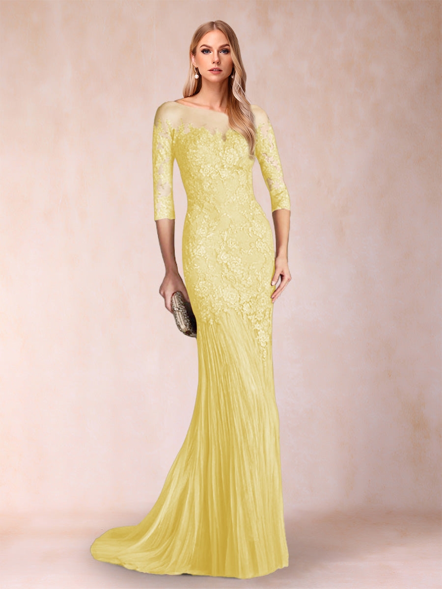 Lara Mae Yellow front view mother of the bride dress