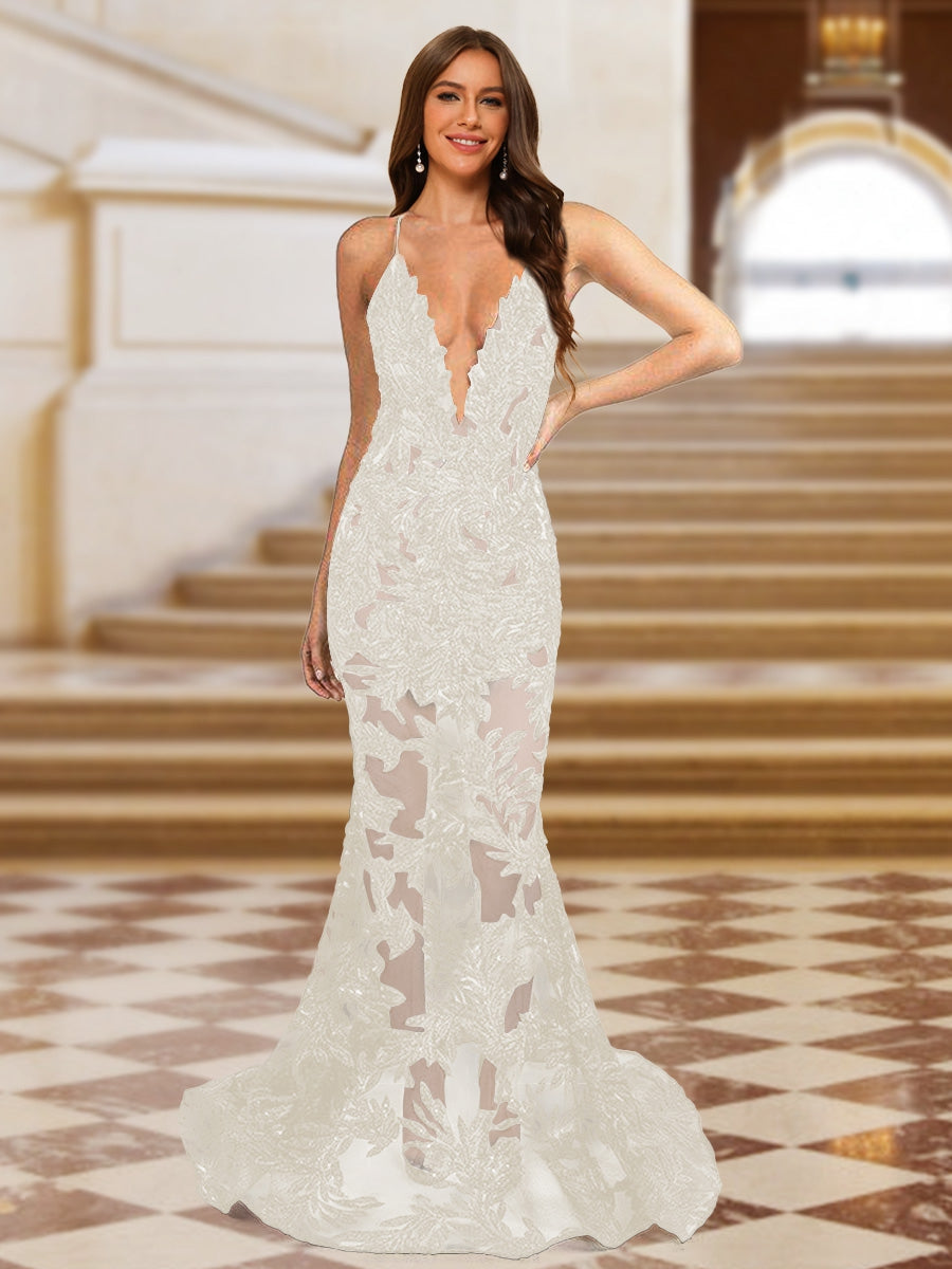 Cyra ivory front view prom dress