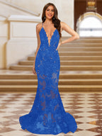 Cyra royal blue alternate front view 2 prom dress