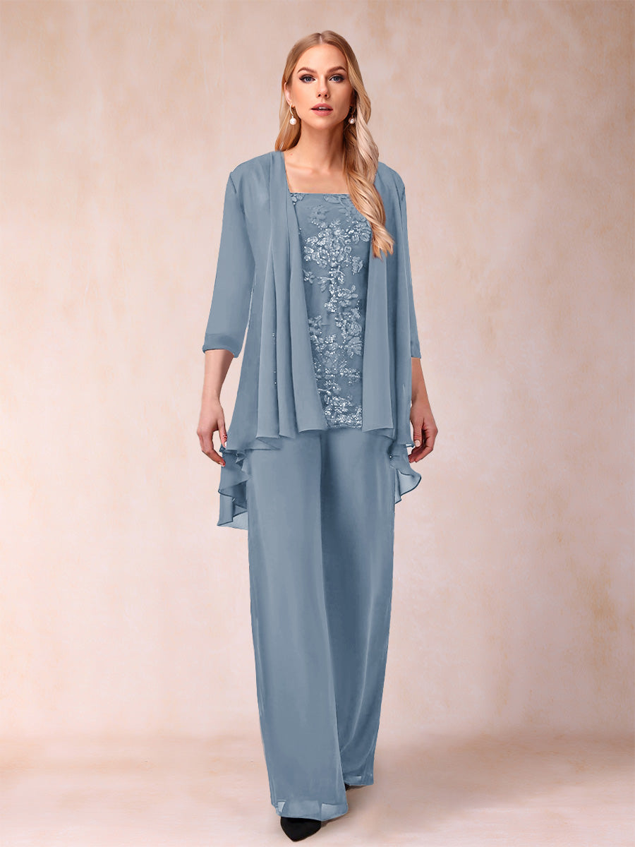 Margot dusty blue front view mother of the bride outfit