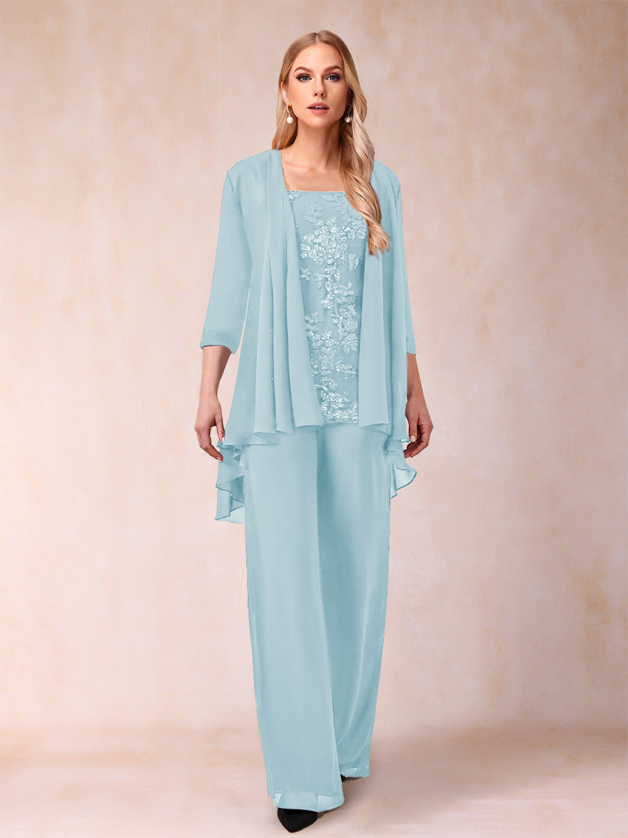 Margot sky blue front view mother of the bride outfit