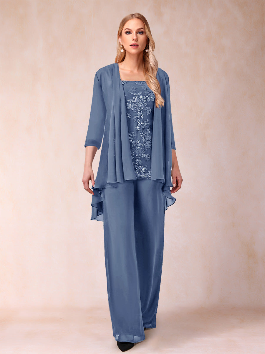 Margot steel blue front view mother of the bride outfit