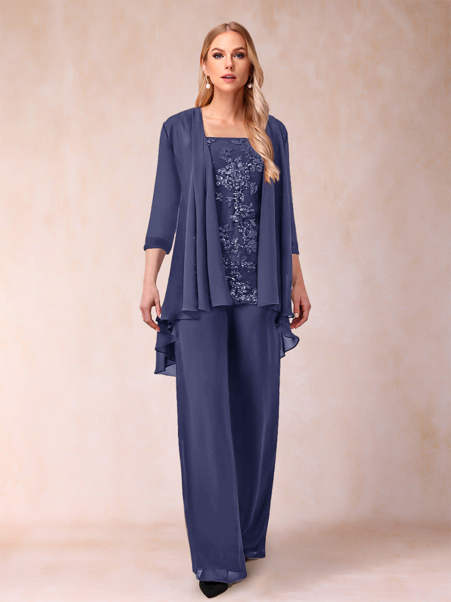 Margot dusty blue alternate front view 2 mother of the bride outfit