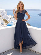 Theodora Claire Navy Blue front view mother of the bride dress
