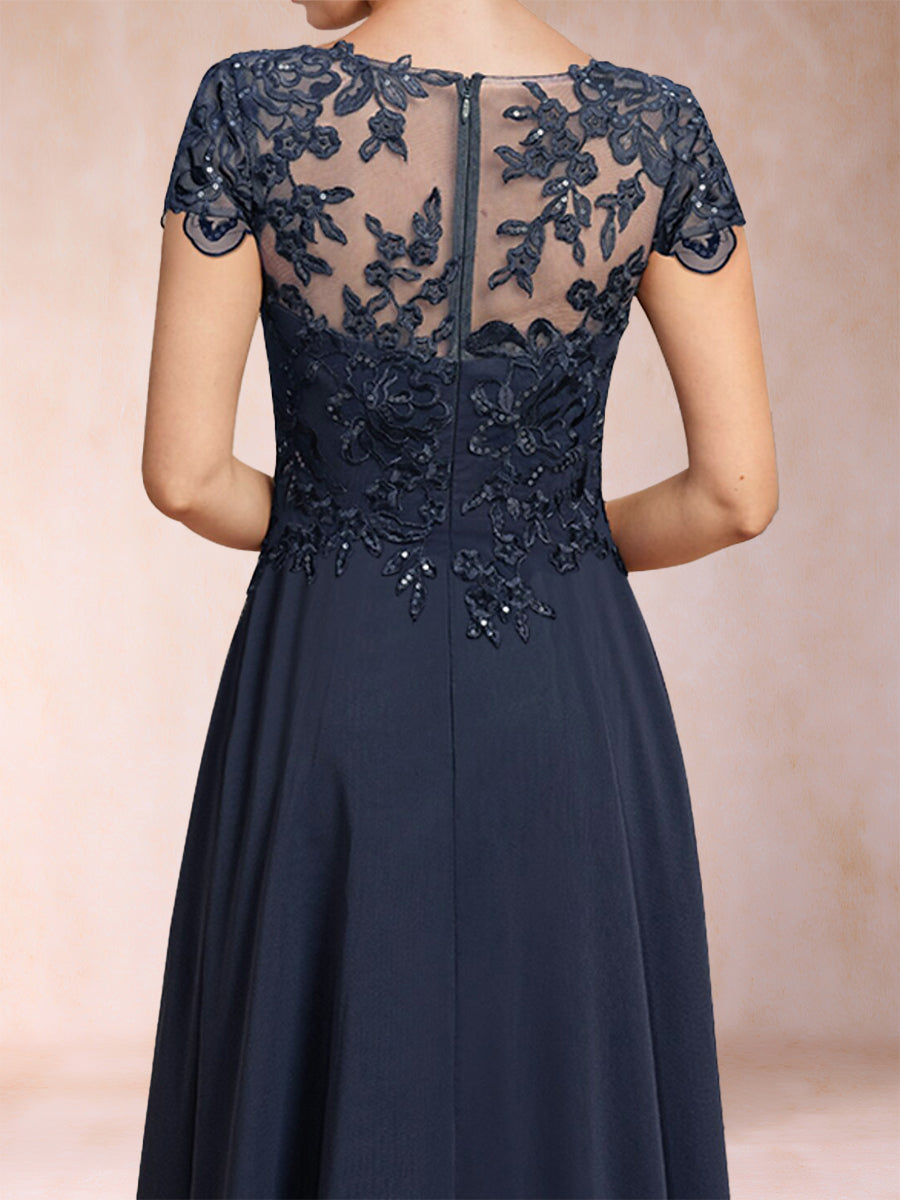 Theodora Claire Navy Blue bodice detail mother of the bride dress