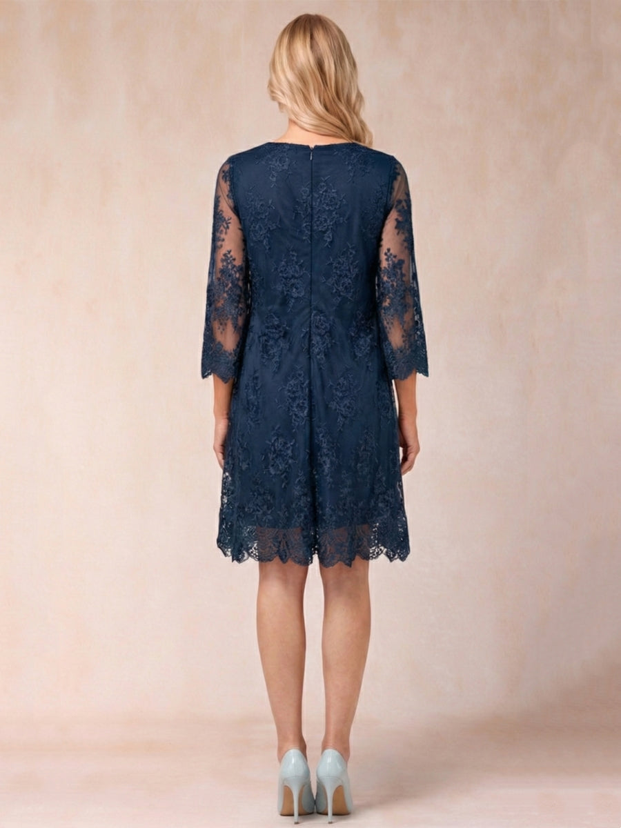 Arianell Rue Navy Blue back view mother of the bride dress