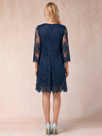 Arianell Rue Navy Blue back view mother of the bride dress