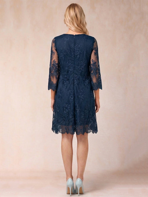 Arianell Rue Navy Blue back view mother of the bride dress
