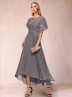 Tivoli Steel Grey hem detail wedding guest dress