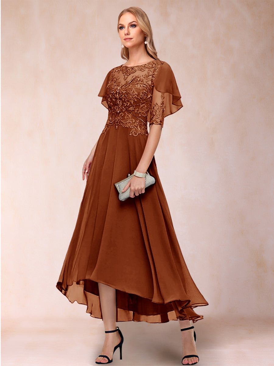 Brielle Mae Burnt Orange front view mother of the bride dress