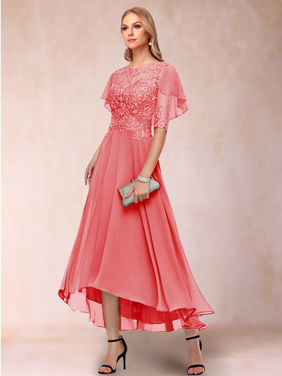 Brielle Mae Coral front view mother of the bride dress