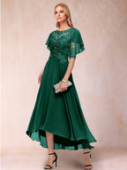 Brielle Mae Hunter Green front view mother of the bride dress