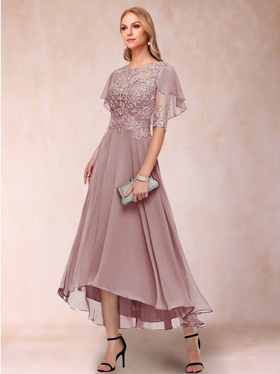 Brielle Mae Dusty Rose front view mother of the bride dress