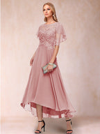 Brielle Mae Dusty Rose back view mother of the bride dress