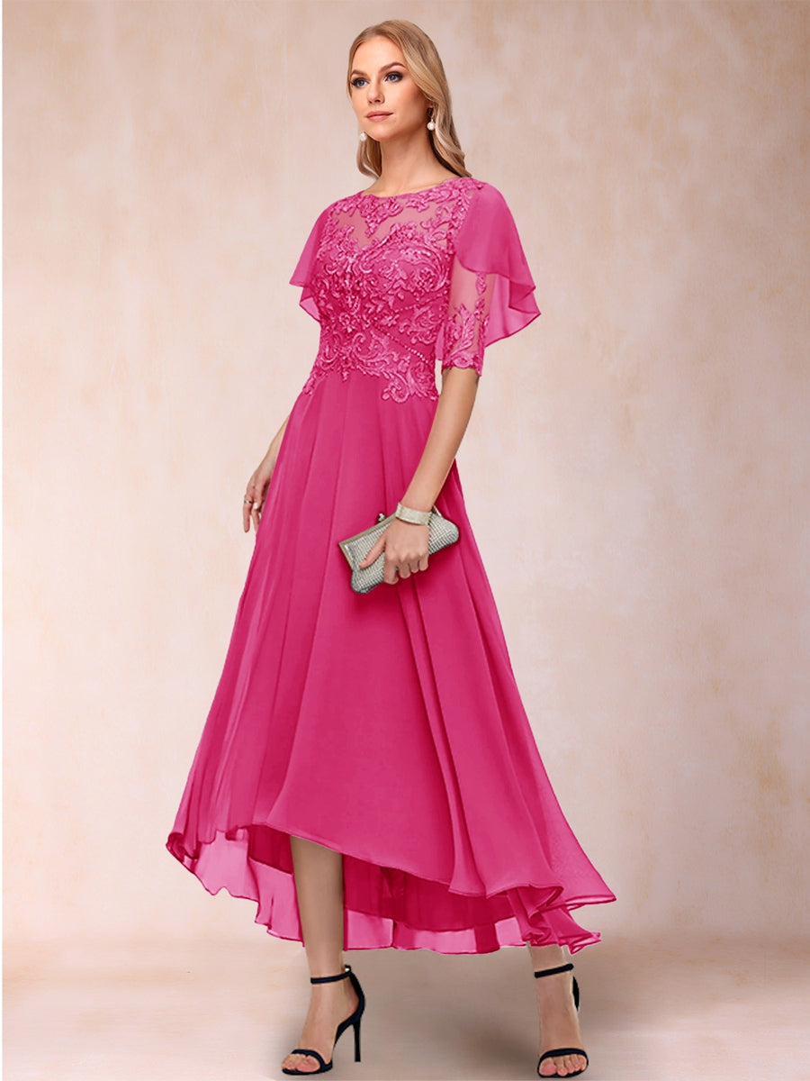 Brielle Mae Hot Pink front view mother of the bride dress