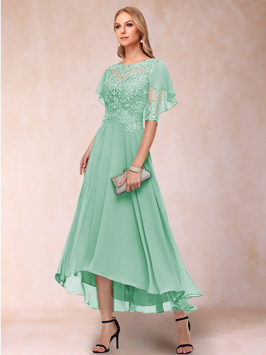 Brielle Mae Mint Green front view mother of the bride dress