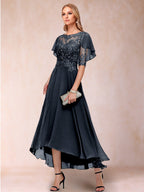 Brielle Mae Navy Blue front view mother of the bride dress