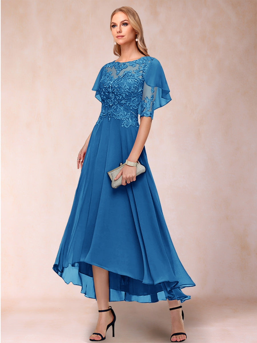 Tivoli Ocean Blue front view wedding guest dress