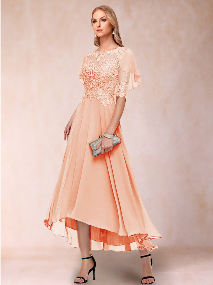 Brielle Mae Peach front view mother of the bride dress