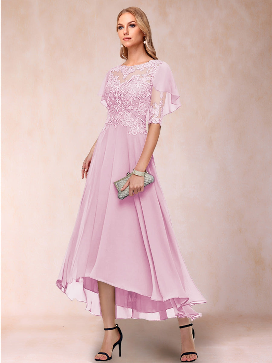 Brielle Mae Rose Pink front view mother of the bride dress