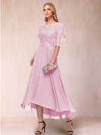 Brielle Mae Rose Pink front view mother of the bride dress
